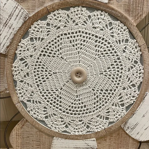 Farmhouse Wood and Crocheted Wall Decor - Picture 2 of 5